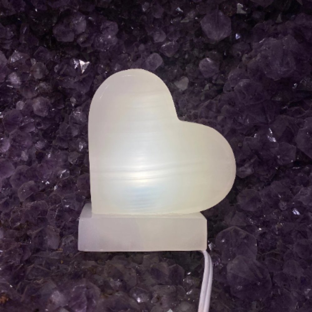 Onyx Heart Lamp, Unique Lighting, Office Decor, Bedroom Decor, Stone Carvings